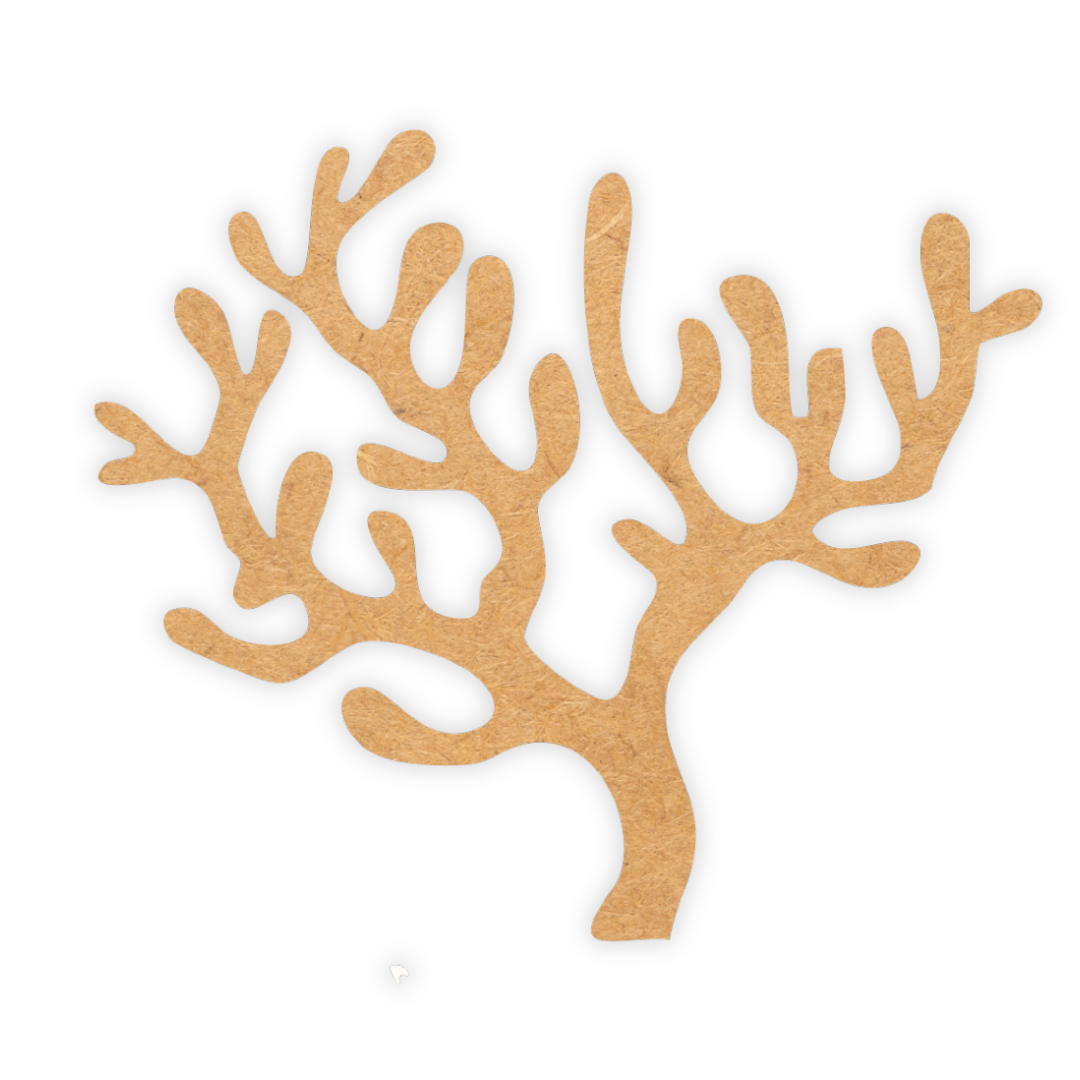 Laser cut wooden coral shape suitable for craft projects and decor