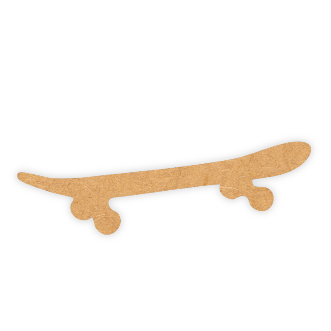 A wooden skateboard cutout