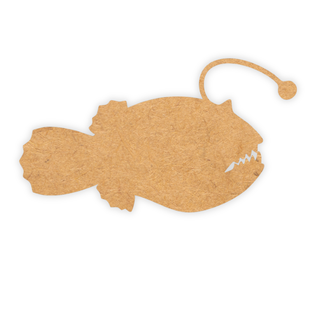 Laser cut out wooden angler fish
