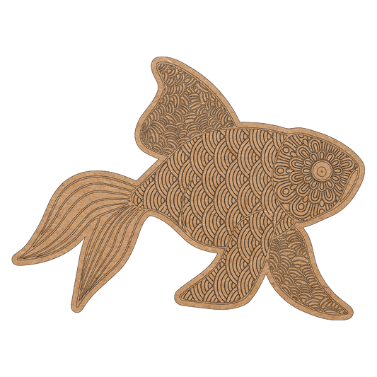 Our Colour-In Goldfish is intricately cut and engraved from 3mm MDF wood.
