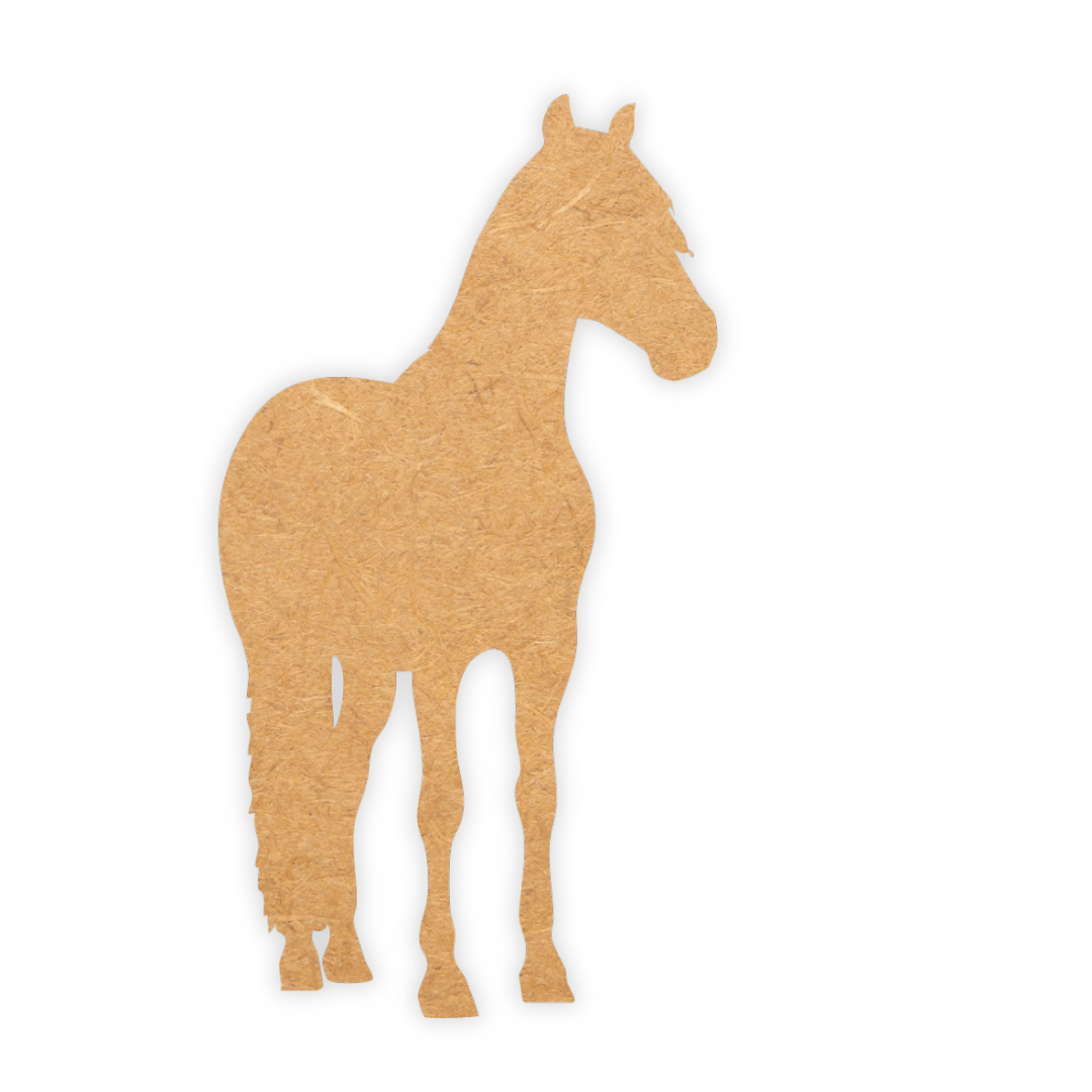 Wooden cutout with a laser machine of a farmyard horse perfect for children's parties