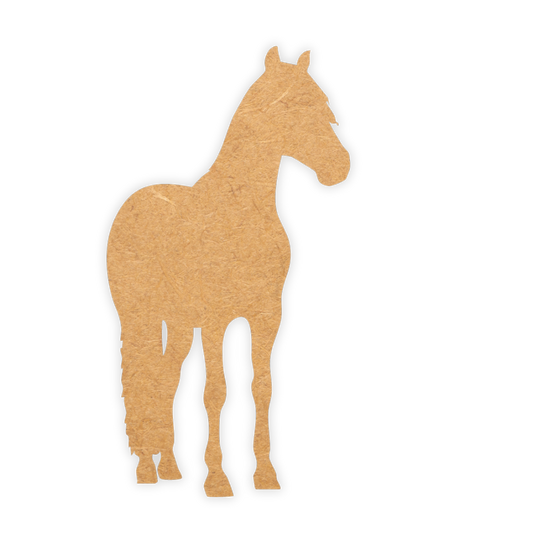 Wooden cutout with a laser machine of a farmyard horse perfect for children's parties