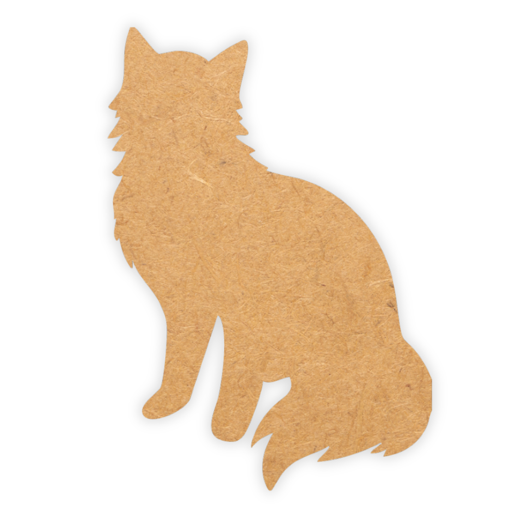 Laser cutout of a fluffy sitting cat