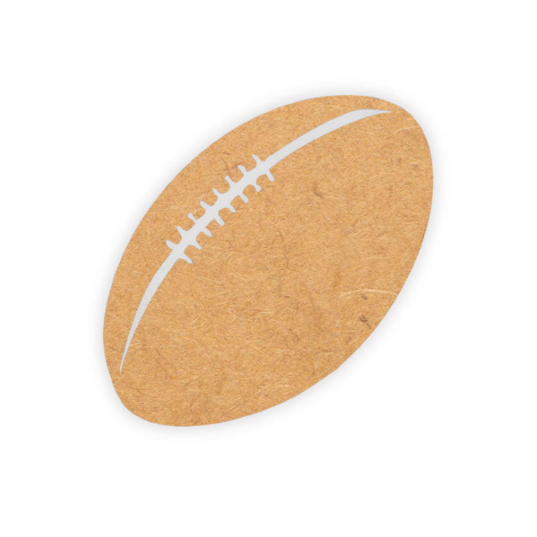 Laser cut wooden rugby ball for children