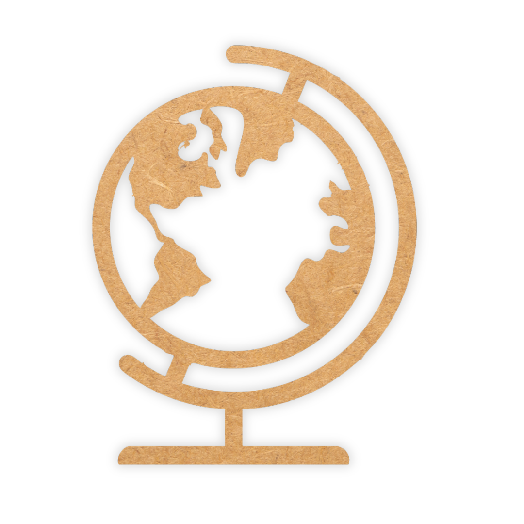 Wooden laser cut globe for painting