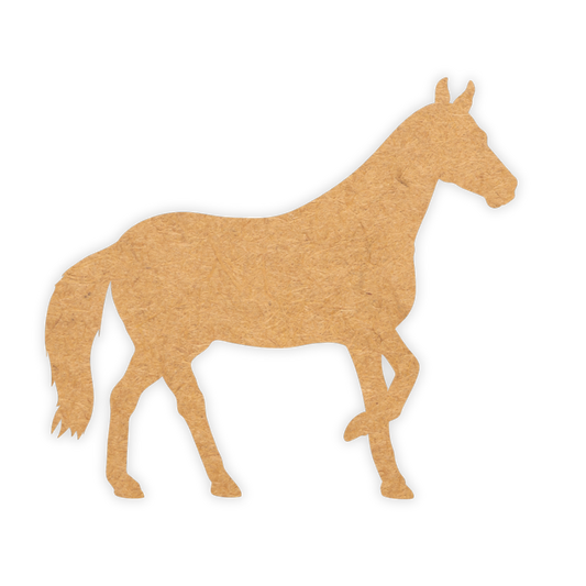 Wooden cutout of a galloping horse for use at kids farmyard parties