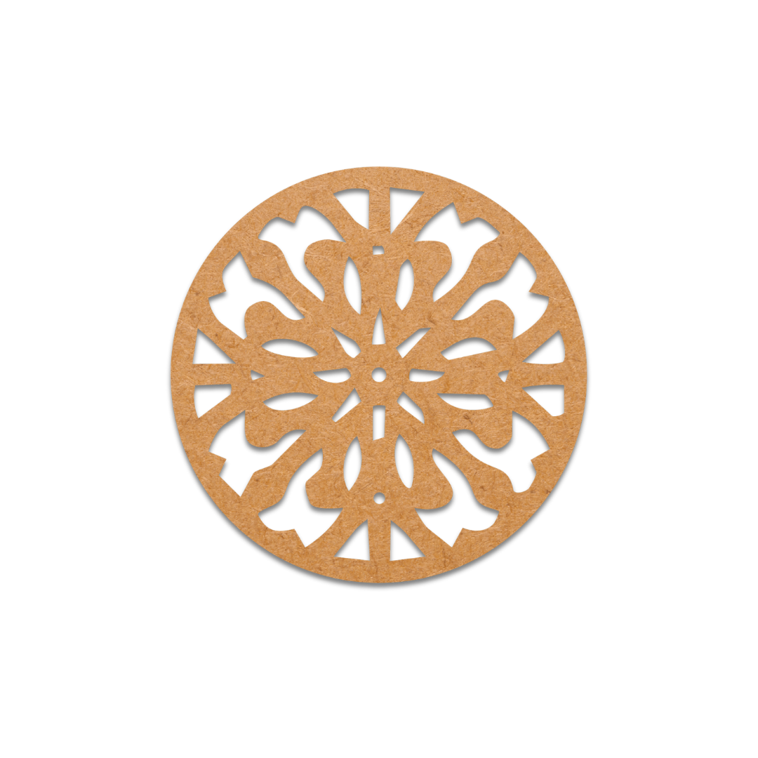 Wooden laser cut coaster with flower for craft projects