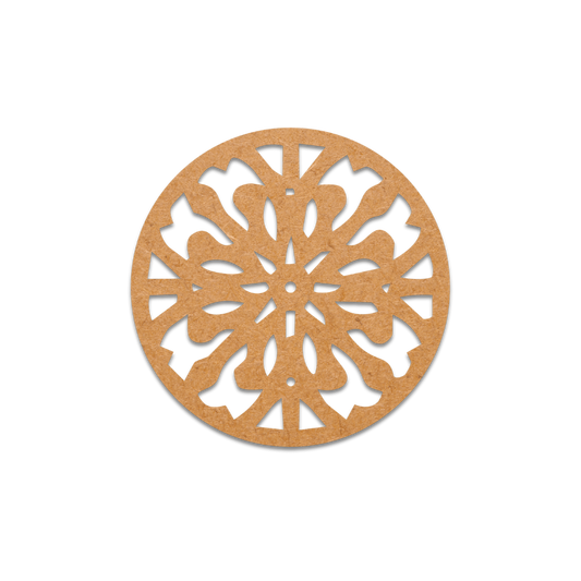 Wooden laser cut coaster with flower for craft projects