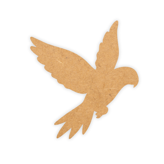 Laser cutout of a macaw using MDF wood